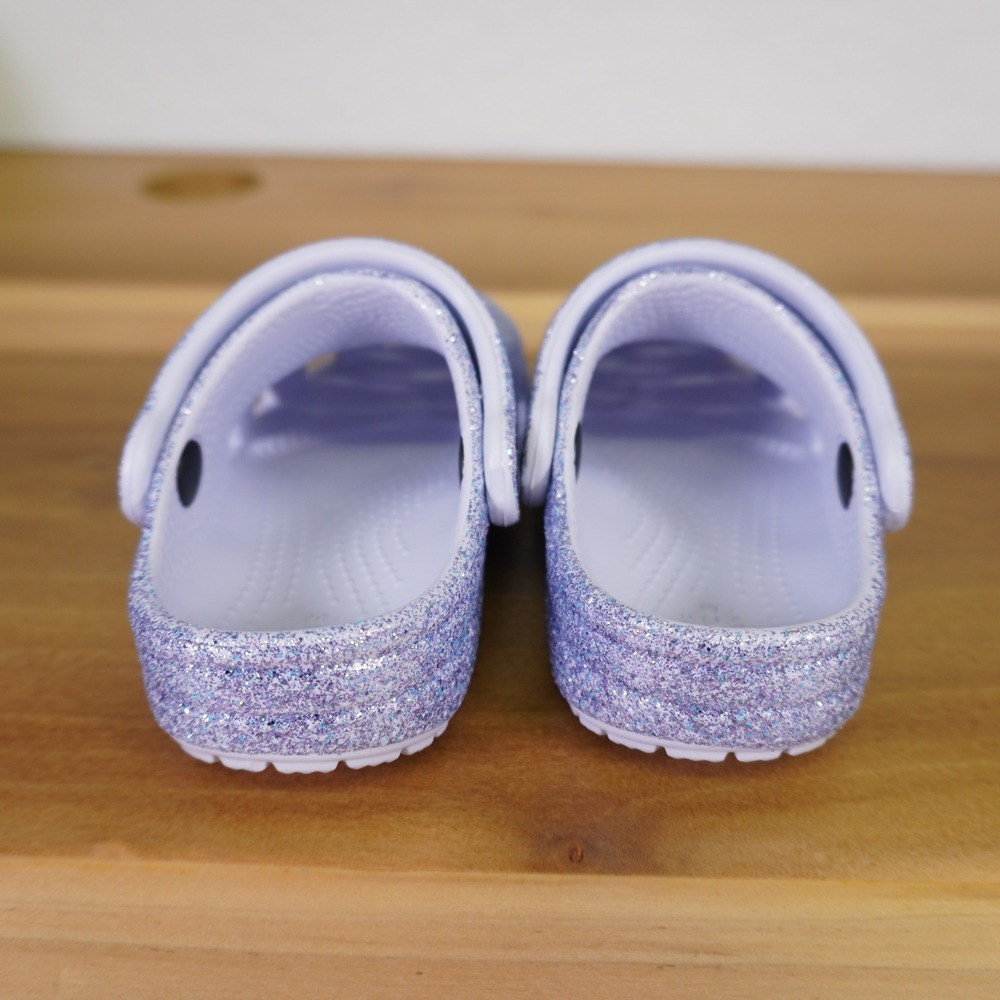 Crocs Classic Glitter Clog Toddler C6 Frosted Purple Sparkly Slip On Shoes - Picture 4 of 9
